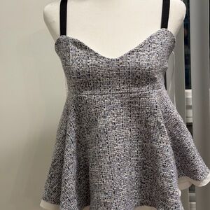 Zara Gray Tweed Sweetheart Neckline Peplum Tank Top